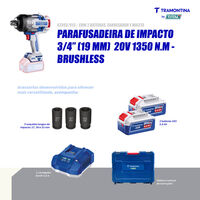 Chave de Impacto 3/4" (19 mm) 20V 1350 N.m Brushless Tramontina by Total - Com 2 Baterias 20V de 5,0Ah, Carregador e Maleta - SKU 42303913 - 4 image number 3