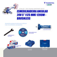 Esmerilhadeira Angular 20V 5" (125 mm) 1200W Brushless Tramontina by Total - Com 2 Baterias 20V de 4,0Ah, Carregador e Maleta - SKU 42306205 - 4 image number 3