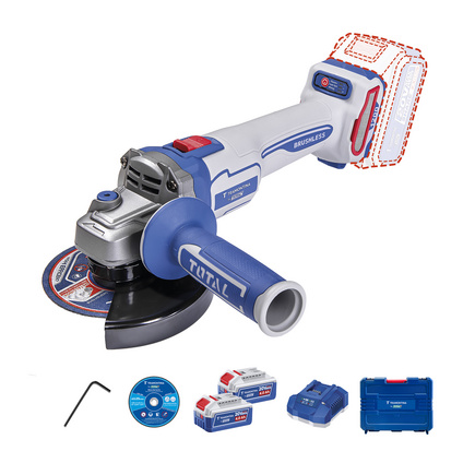 Esmerilhadeira Angular 20V 5" (125 mm) 1200W Brushless Tramontina by Total - Com 2 Baterias 20V de 4,0Ah, Carregador e Maleta - SKU 42306205