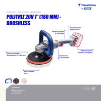 Politriz 20V 7" (180 mm) Brushless Tramontina by Total - Sem Bateria e Carregador - SKU 42307001 - 3 image number 2