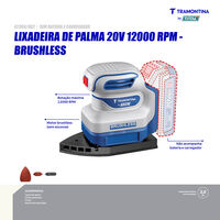Lixadeira de Palma 20V 12000 rpm Brushless Tramontina by Total - Sem Bateria e Carregador - SKU 42308002 - 3 image number 2