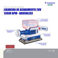 Lixadeira de Acabamento 20V 13000 rpm Brushless Tramontina by Total - Sem Bateria e Carregador - SKU 42308003 - 3 image number 2