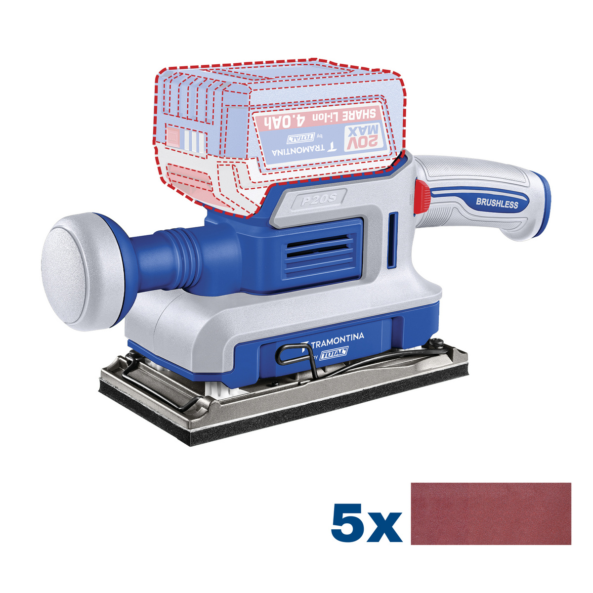 Lixadeira de Acabamento 20V 13000 rpm Brushless Tramontina by Total - Sem Bateria e Carregador - SKU 42308003 - 1 image number 0