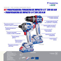 Kit Parafusadeira/Furadeira de Impacto 20V 66 N.m + Parafusadeira de Impacto 20V 285 N.m Tramontina by Total - SKU 42328001 - 3 image number 2