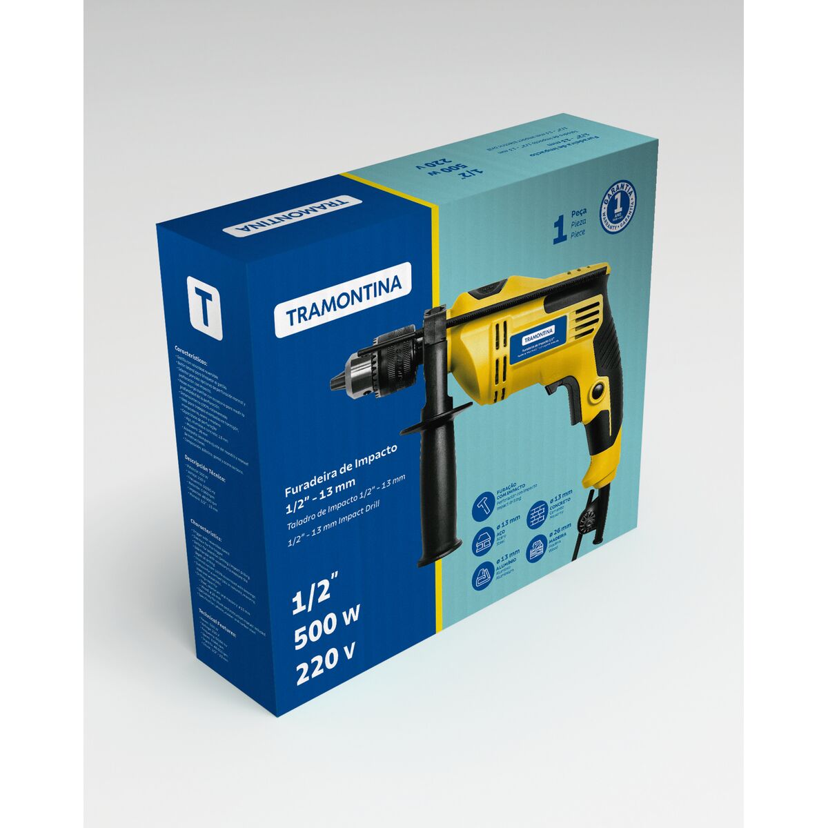 Furadeira de Impacto Tramontina 500 W 220 V 1/2" com Sistema de Revers&atilde;o de Rota&ccedil;&atilde;o - SKU 42360220 - 3 image number 2