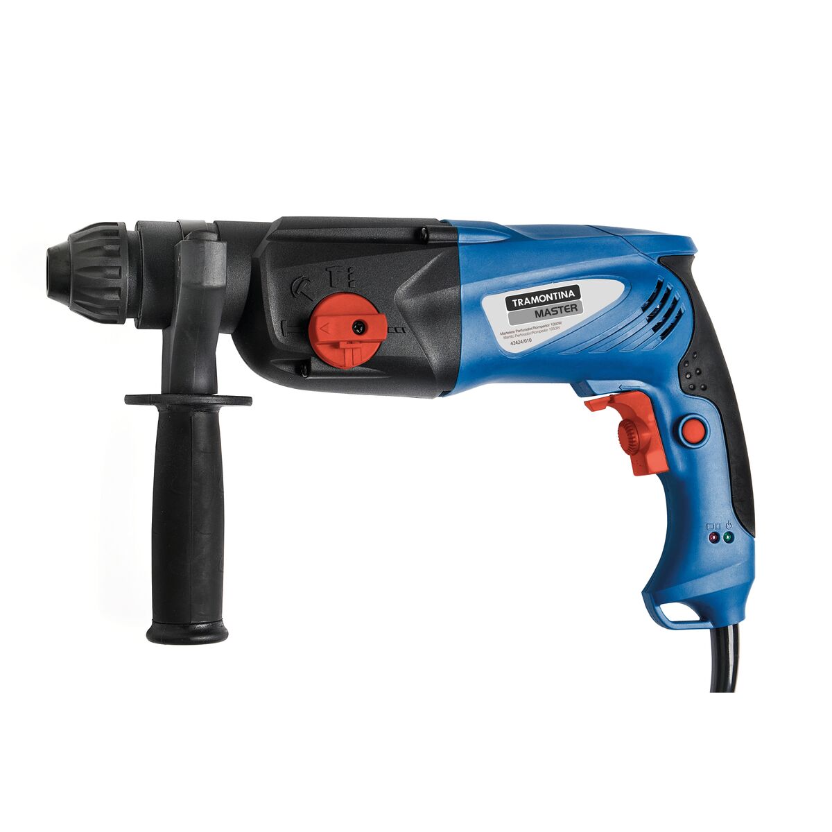 Tramontina MASTER 1" Rotary hammer for professional use with auxiliary handle and Quick Change SDS Plus chuck, 1050 W 127 V