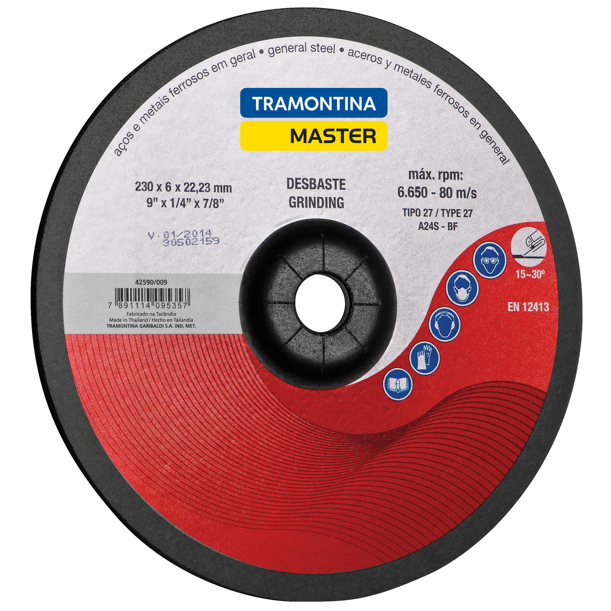 9" Grinding wheel for general steel and ferrous metals Tramontina