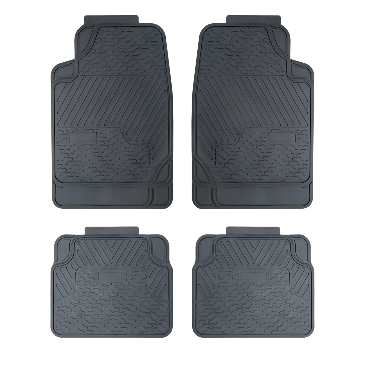 FH Group F11309BLACK Solid 3 Piece Heavy Duty All Weather Floor Mats Black 