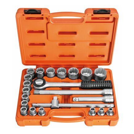 Tramontina PRO 1/2" Millimeters 12 Point Sockets and Accessories Set - 22 Pieces