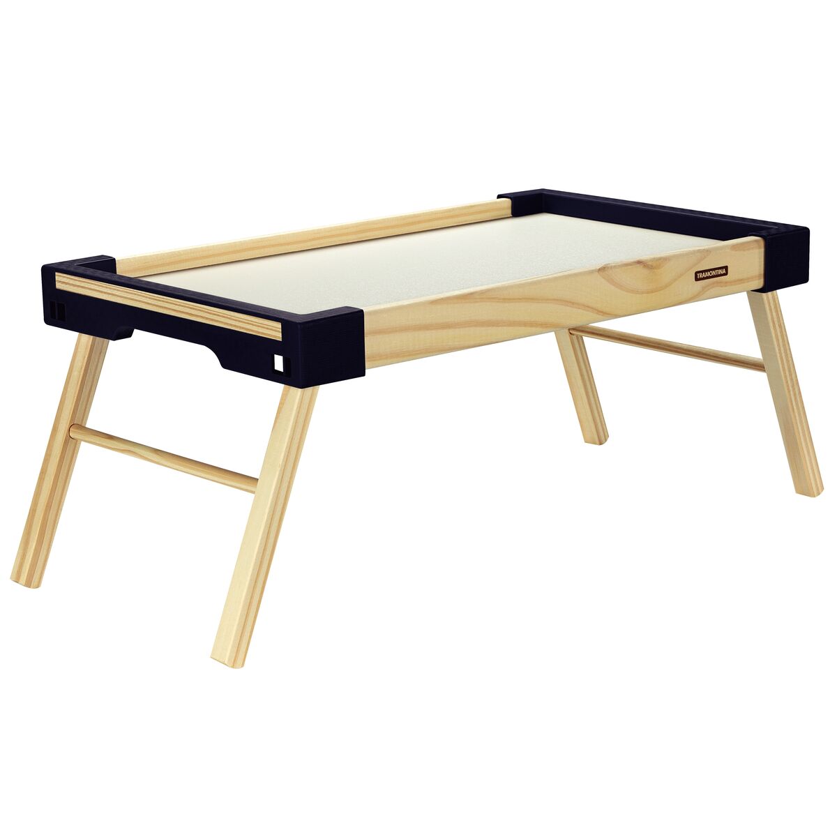 
Tramontina Happy Day Tray in Solid Wood with Black Polypropylene Sides and Folding Feet

