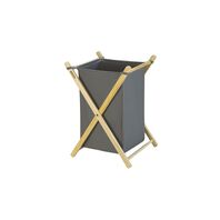 Tramontina Multi-Use Gray Cotton Basket with Solid Wood Frame, 42 L