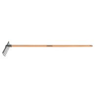 Light curved rake, 12 teeth, 120 cm wood handle