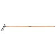 Light curved rake, 14 teeth, 145 cm wood handle