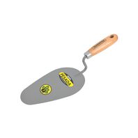 8" rounded mason's trowel, wood handle with hanging hole