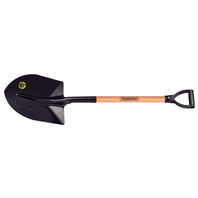 Round point spade, with 71 cm wood handle, curved plastic grip