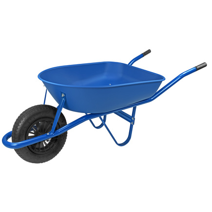 Carrinho de M&atilde;o Tramontina com Ca&ccedil;amba Rasa Pl&aacute;stica Azul 50 L, Bra&ccedil;o Met&aacute;lico e Pneu com C&acirc;mara - SKU 77703432 - 1