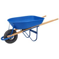 Carrinho de M&atilde;o Tramontina com Ca&ccedil;amba Rasa Pl&aacute;stica Azul 50 L, Bra&ccedil;o de Madeira Bipartido e Pneu Maci&ccedil;o - SKU 77704412 - 1 image number 0