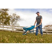 Carrinho de M&atilde;o Tramontina com Ca&ccedil;amba Rasa Pl&aacute;stica Azul 50 L, Bra&ccedil;o de Madeira Bipartido e Pneu Maci&ccedil;o - SKU 77704412 - 3 image number 2