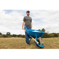 Carrinho de M&atilde;o Tramontina com Ca&ccedil;amba Rasa Pl&aacute;stica Azul 50 L, Bra&ccedil;o de Madeira Bipartido e Pneu Maci&ccedil;o - SKU 77704412 - 4 image number 3