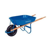 Tramontina's Wheelbarrow with Blue Metallic Flat Bucket 50 L, Hardwood Handle and Pneumatic Tire