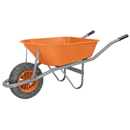 Carrinho de M&atilde;o Tramontina com Ca&ccedil;amba Funda Pl&aacute;stica Laranja 55 L, Bra&ccedil;o Met&aacute;lico e Pneu Maci&ccedil;o - SKU 77717231
