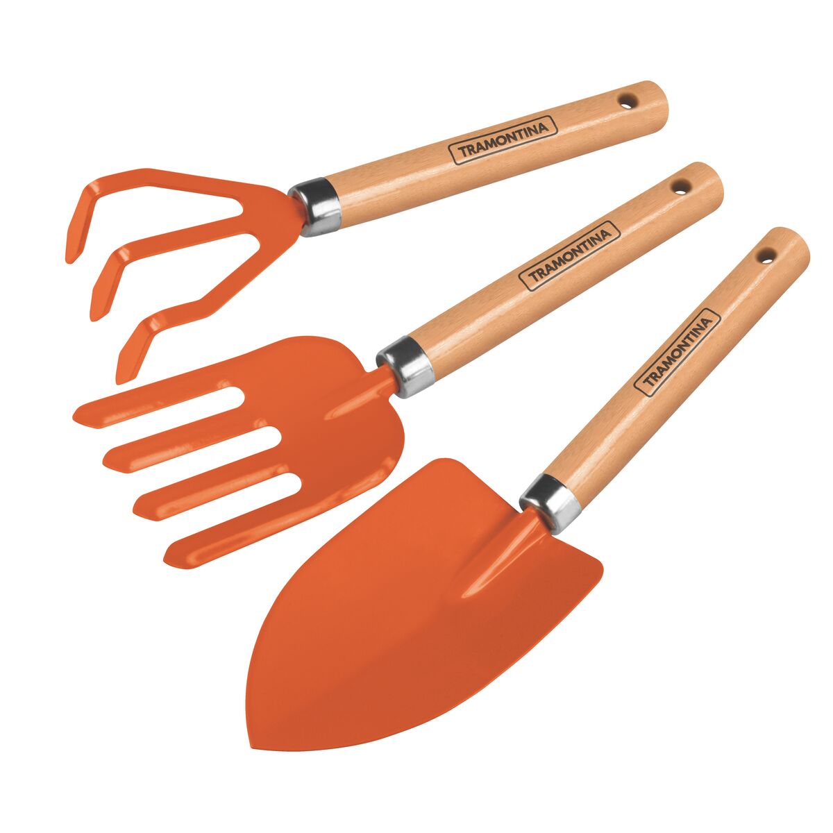 3 pieces garden tool set, wood handles, plastic package