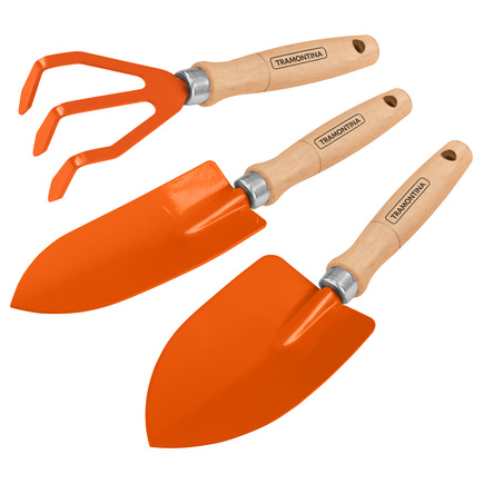 Conjunto para Jardinagem Tramontina Pe&ccedil;as Met&aacute;licas com Cabo de Madeira 3 Pe&ccedil;as - SKU 78102801