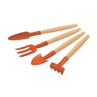 4 pieces garden tool set, wood handles, plastic package