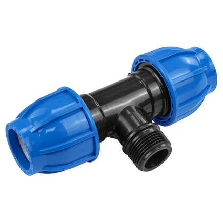 Tê 90° de Compressão Rosca Macho 32 mm x 1" Tramontina para Mangueiras de PEAD