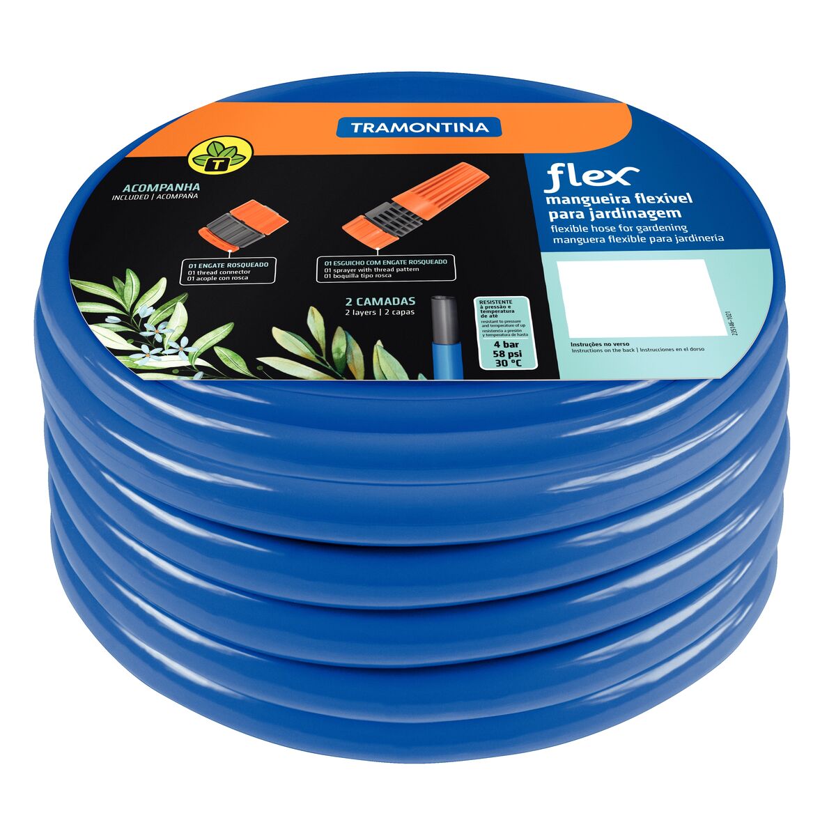 Mangueira Flex Tramontina Azul em PVC 2 Camadas 20 m com Engate Rosqueado e Esguicho - SKU 79162202 - 1 image number 0