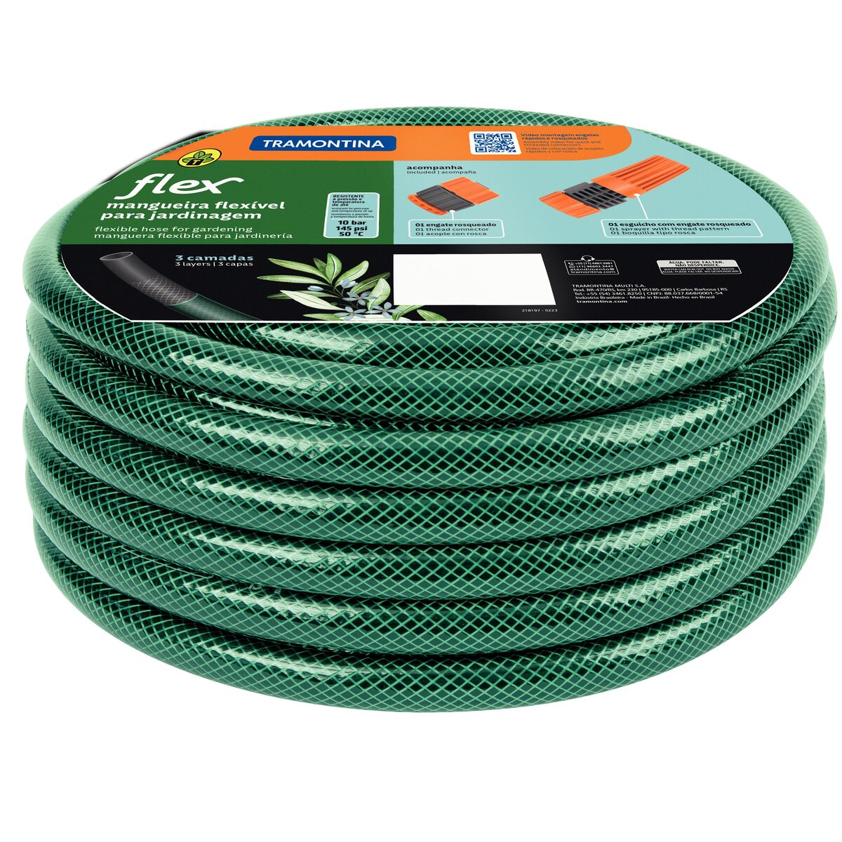 Mangueira Flex Tramontina Verde em PVC 3 Camadas 20 m com Engate Rosqueado e Esguicho