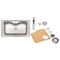 Tramontina Morgana Maxi 78 FX Stainless-Steel Inset Sink with Soap Dispenser, Cutting Board and Grater Bowl