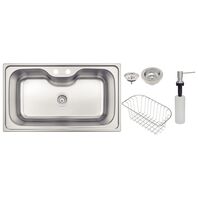 Tramontina Morgana Maxi 78 FX Stainless Steel Inset Sink with Satin Finish, Valve, Soap Dispenser and 86x50 cm Wire Basket