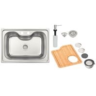 Tramontina Morgana 60 FX Stainless-Steel Inset Sink with Soap Dispenser, Cutting Board and Grater Bowl