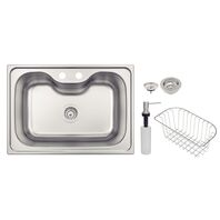Tramontina Morgana 60 FX Satin Stainless Steel Inset Sink with Valve, Soap Dispenser and 69x49 cm Basket