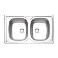 Tramontina 86 x 50 cm pre-polished finish stainless steel inset sink with valve