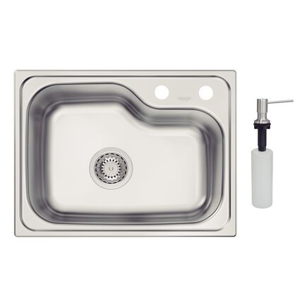 Cuba Tramontina Morgana Compact 48 FX Undermount em A&ccedil;o Inox + v&aacute;lvula e dosador de sab&atilde;o Cor Inox - SKU 93815392