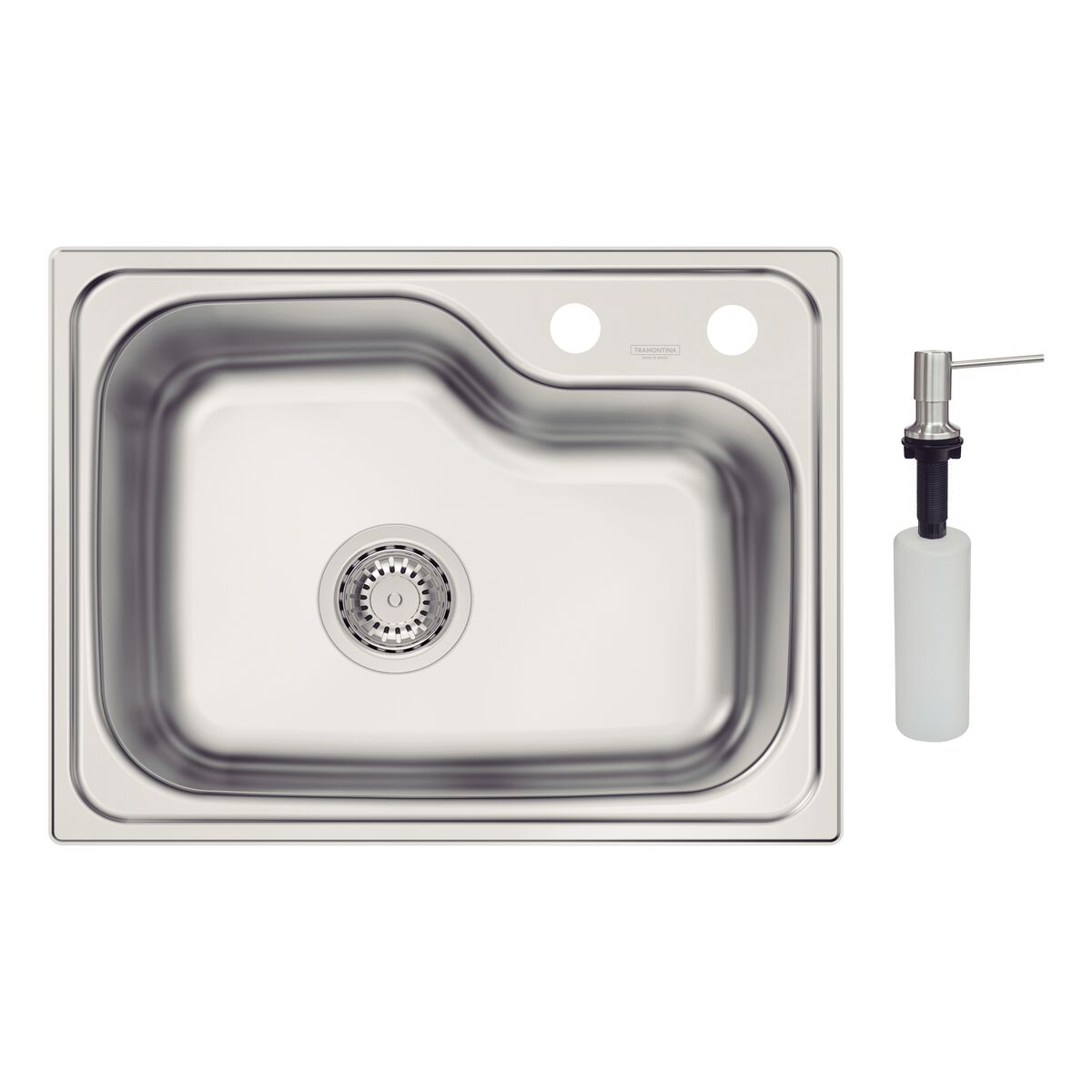 Cuba Tramontina Morgana Compact 48 FX Undermount em A&ccedil;o Inox + v&aacute;lvula e dosador de sab&atilde;o Cor Inox - SKU 93815392 - 1 image number 0