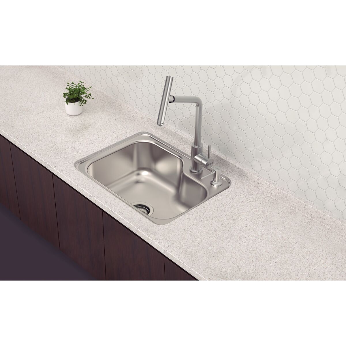 Cuba Tramontina Morgana Compact 48 FX Undermount em A&ccedil;o Inox + v&aacute;lvula e dosador de sab&atilde;o Cor Inox - SKU 93815392 - 2 image number 1