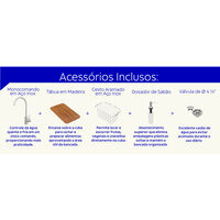 Cuba Tramontina Morgana Compact 48 FX Undermount em A&ccedil;o Inox com Acabamento Escovado com Monocomando, Dosador de Sab&atilde;o, T&aacute;bua e Cesto Aramado Cor Inox - SKU 93815492 - 3 image number 2