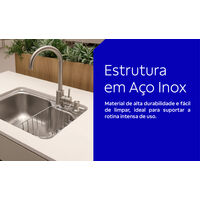 Cuba Tramontina Morgana Compact 48 FX Undermount em A&ccedil;o Inox com Acabamento Escovado com Monocomando, Dosador de Sab&atilde;o, T&aacute;bua e Cesto Aramado Cor Inox - SKU 93815492 - 4 image number 3