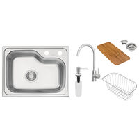 Cuba Tramontina Morgana Compact 48 FX Undermount em A&ccedil;o Inox com Acabamento Escovado com Monocomando, Dosador de Sab&atilde;o, T&aacute;bua e Cesto Aramado Cor Inox - SKU 93815492 - 1 image number 0
