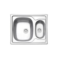 stainless steel inset sink 2 bowls 62x50 cm