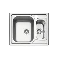 Stainless steel inset sink 2 bowls 62x50 cm