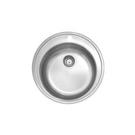 Tramontina 48 cm stainless steel round inset sink with satin finish and valve