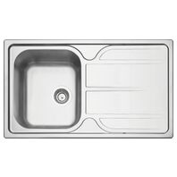 Tramontina 86 x 50 cm stainless steel inset sink with satin finish, drainer and valve