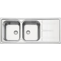 Stainless steel inset sink 2 bowls 116x50 cm