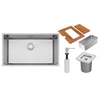 Cuba Tramontina Design Collection Quadrum 70 em A&ccedil;o Inox com Dosador de Sab&atilde;o, T&aacute;bua, Cesto coador e Lixeira quadrada de embutir - SKU 94000163 - 1 image number 0