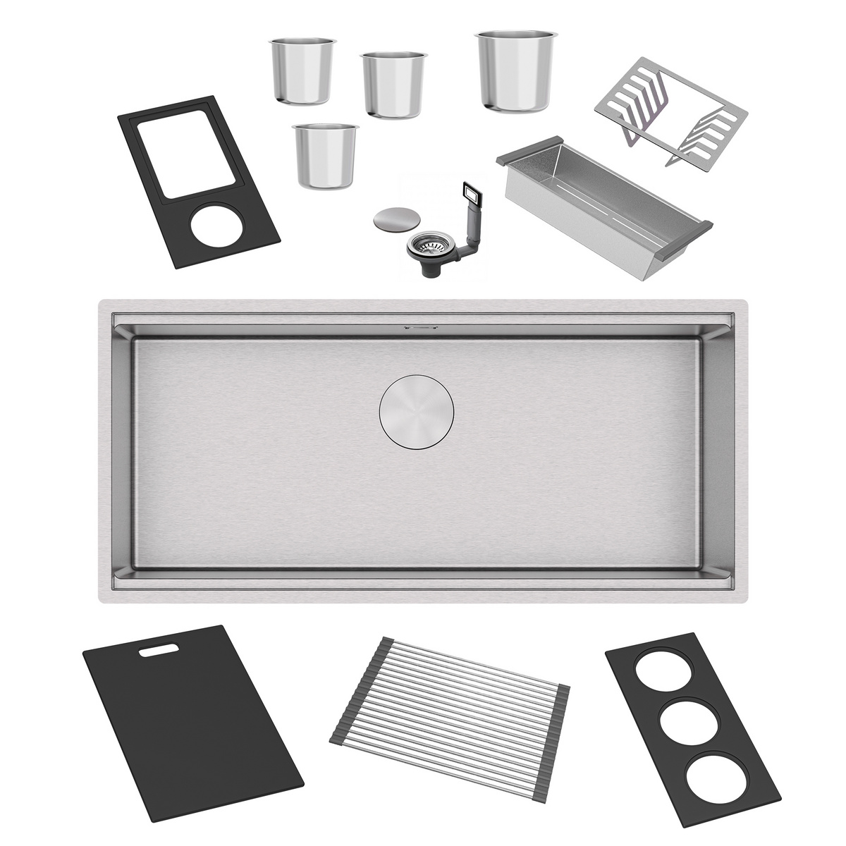 Cuba Tramontina Workstation Quadrum 90 com Acess&oacute;rios em A&ccedil;o Inox com Acabamento Acetinado Cor Inox - SKU 94001903 - 1 image number 0