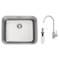 Cuba de Embutir Tramontina Dora 50 BL R6 50x40 em A&ccedil;o Inox Escovado com Monocomando e Dosador - SKU 94018162 - 1 image number 0